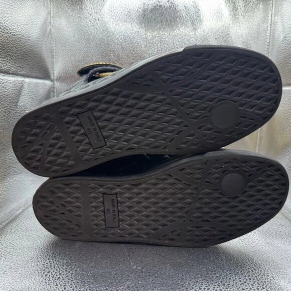 Size 40 - Giuseppe Zanotti Womens Black Leather High Top‎ Gold Quilted Sneakers - Picture 8 of 9